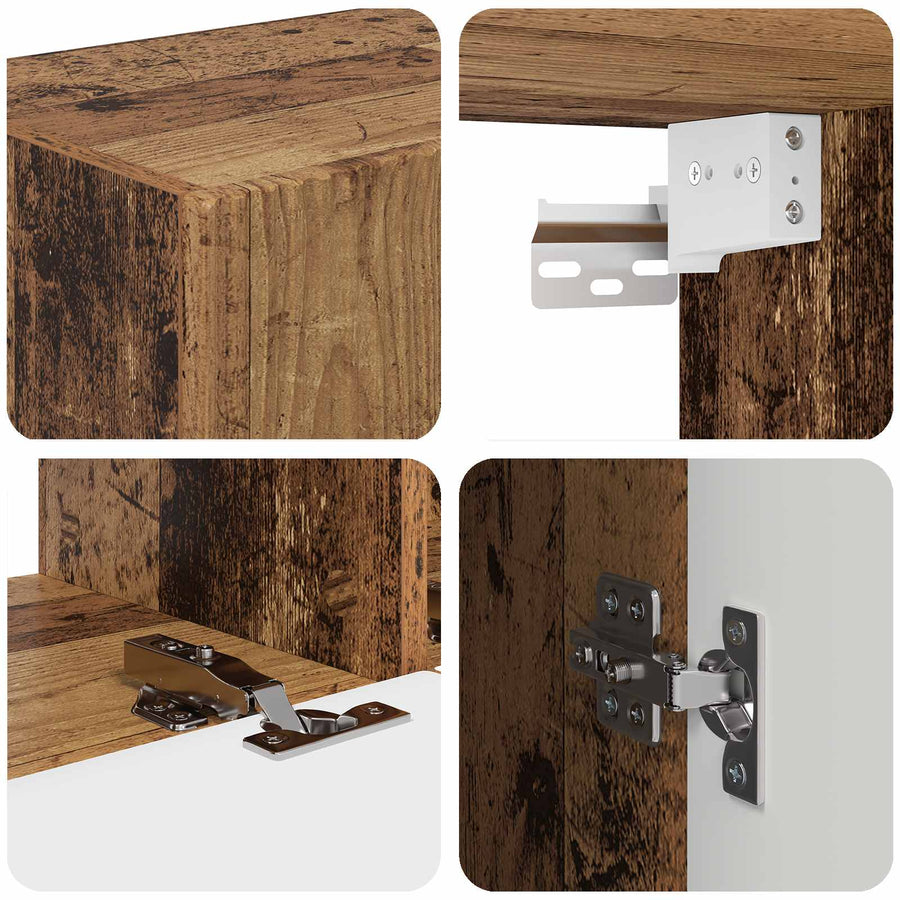 Tv-Meubelset Wandgemonteerd 5 Pcs Oudhout Bewerkt Hout Goud