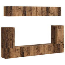 Tv-Meubelset Wandgemonteerd 5 Pcs Oudhout Bewerkt Hout Goud