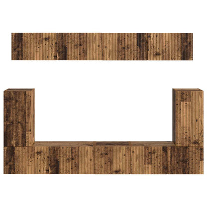 Tv-Meubelset Wandgemonteerd 5 Pcs Oudhout Bewerkt Hout Goud