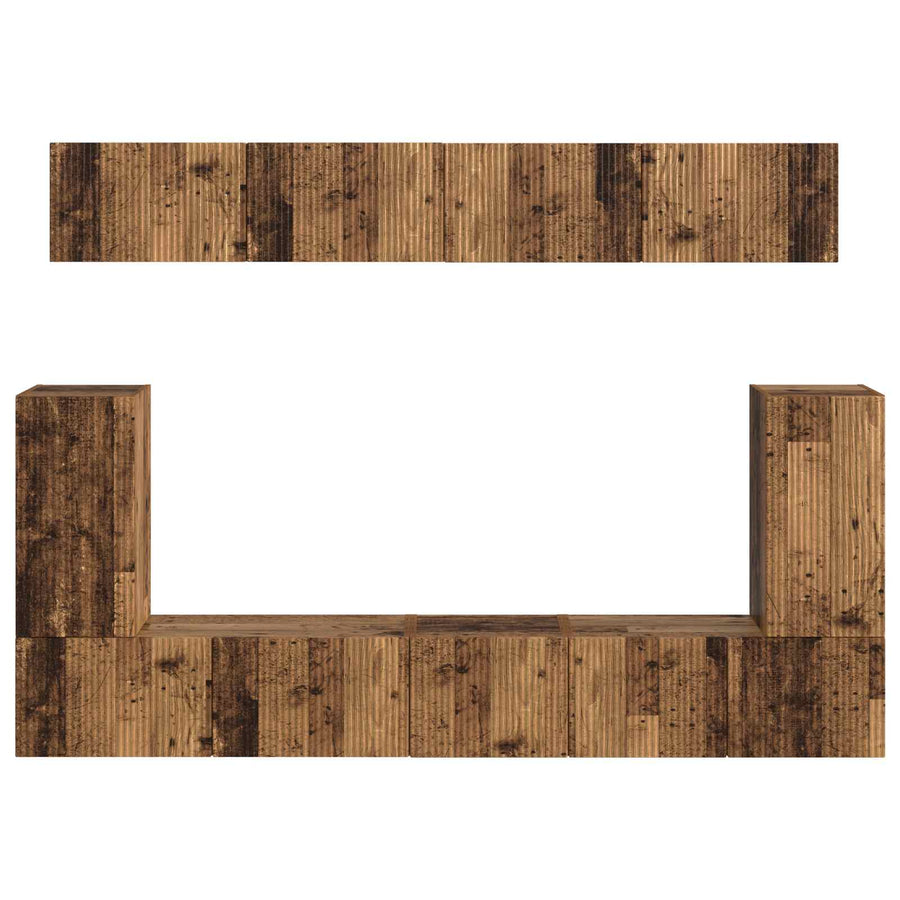 Tv-Meubelset Wandgemonteerd 5 Pcs Oudhout Bewerkt Hout Goud