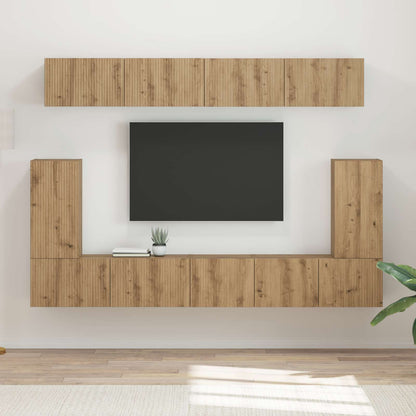 Tv-meubelset 5 st Artisan Eiken Bewerkt hout