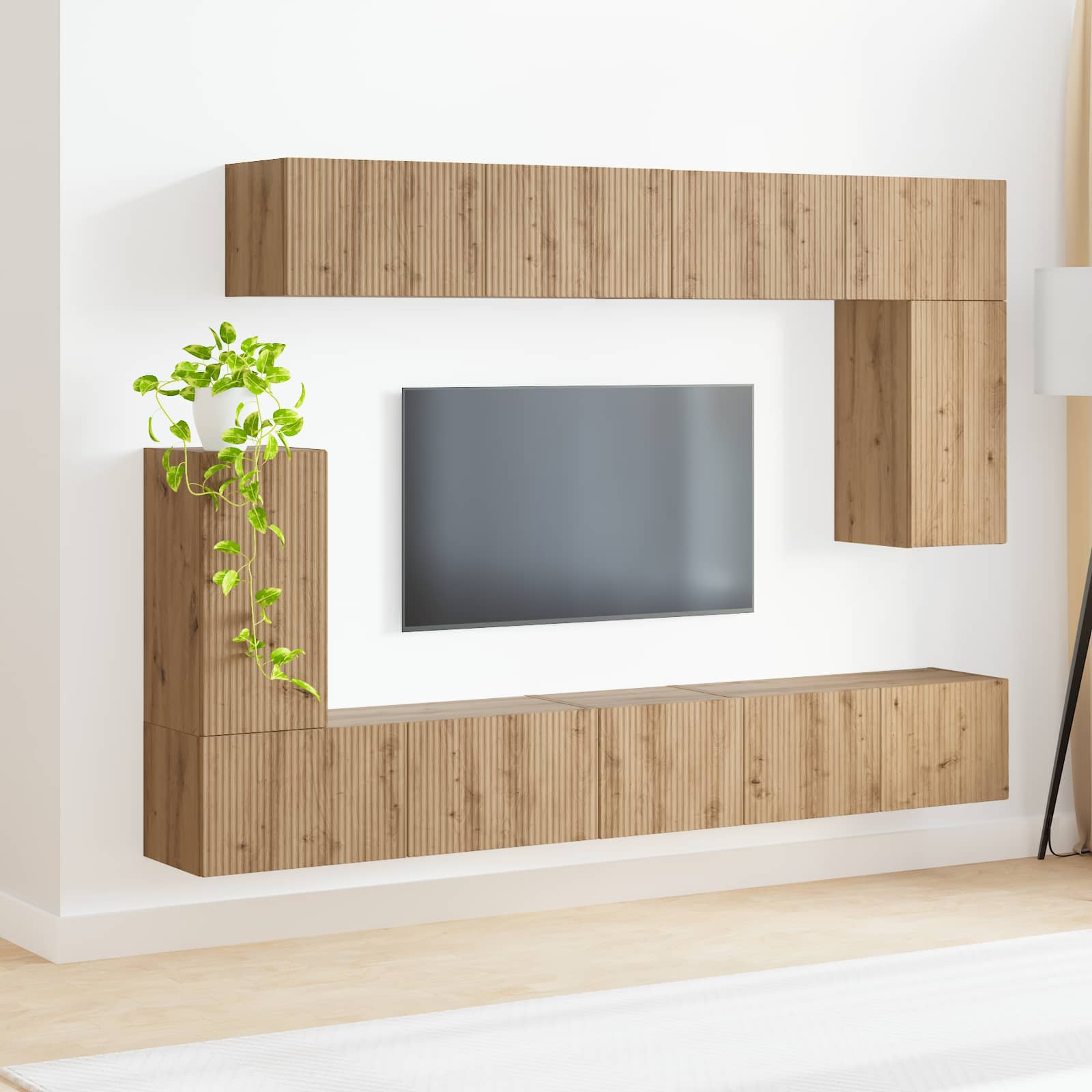 Tv-meubelset 5 st Artisan Eiken Bewerkt hout