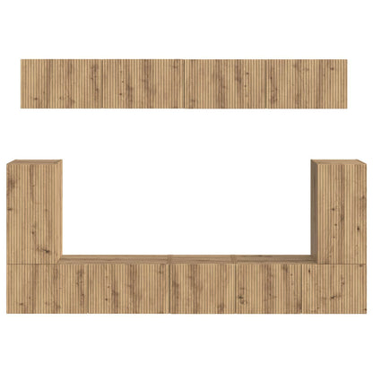 Tv-meubelset 5 st Artisan Eiken Bewerkt hout