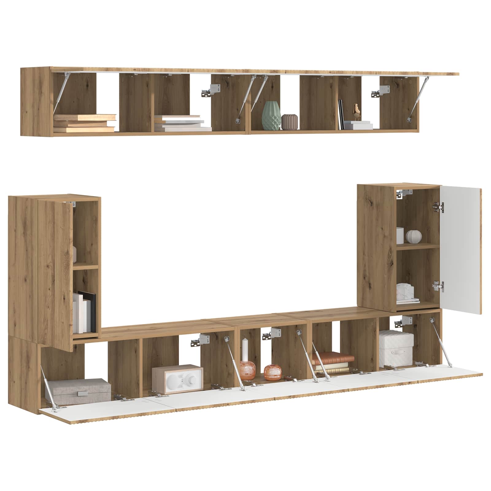 Tv-meubelset 5 st Artisan Eiken Bewerkt hout
