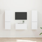 Tv-meubelset 3 stuks wit bewerkt hout