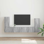 Tv-meubelset 4 stuks grijs Sonoma bewerkt hout