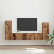 Tv-meubelset 4 stuks oud hout