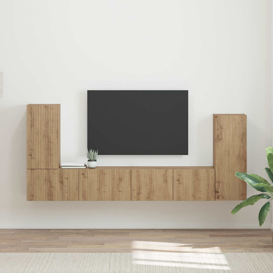 Tv-meubelset 4 pcs Artisan Eiken Bewerkt hout
