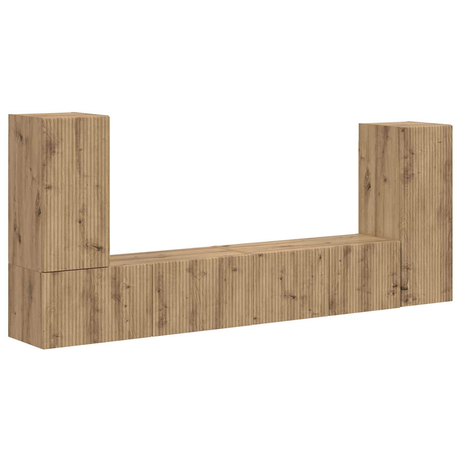 Tv-meubelset 4 pcs Artisan Eiken Bewerkt hout