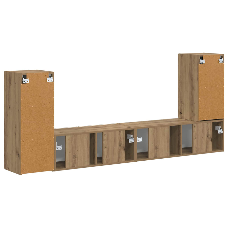 Tv-meubelset 4 pcs Artisan Eiken Bewerkt hout