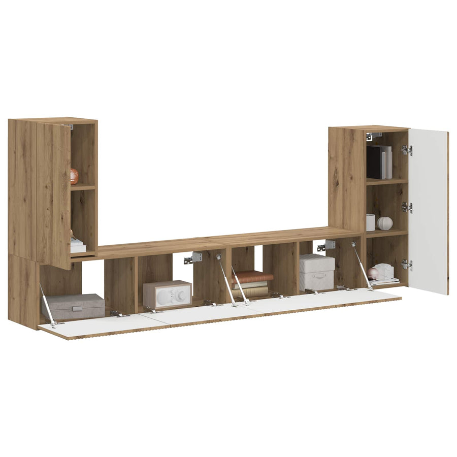 Tv-meubelset 4 pcs Artisan Eiken Bewerkt hout