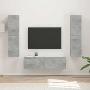 Tv-meubelset 3 stuks beton grijs bewerkt hout