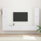 Tv-meubelset 4 stuks wit bewerkt hout