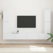 Tv-meubelset 4 stuks wit bewerkt hout