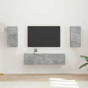 Tv-meubelset 2 stuks beton grijs bewerkt hout