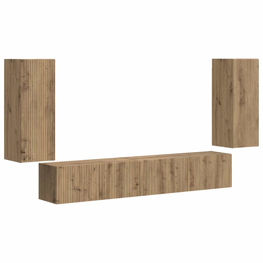 Tv-meubelset 4 pcs Artisan Eiken Bewerkt hout