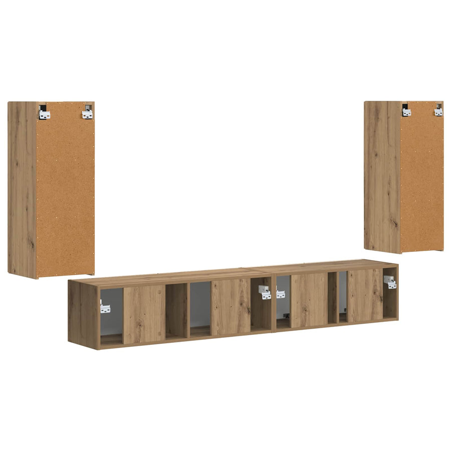 Tv-meubelset 4 pcs Artisan Eiken Bewerkt hout