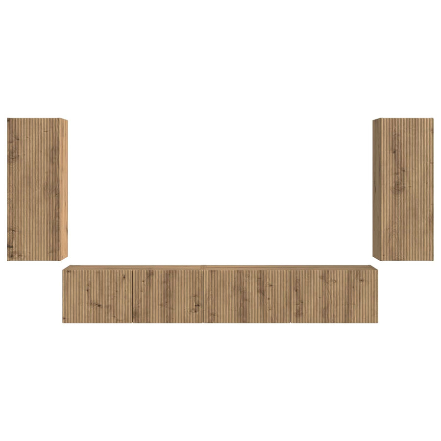 Tv-meubelset 4 pcs Artisan Eiken Bewerkt hout