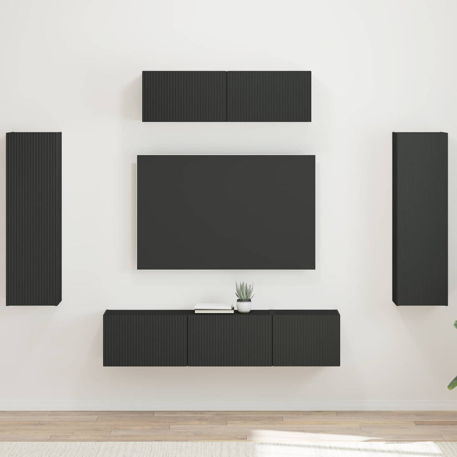 TV-kast 5 st Zwart