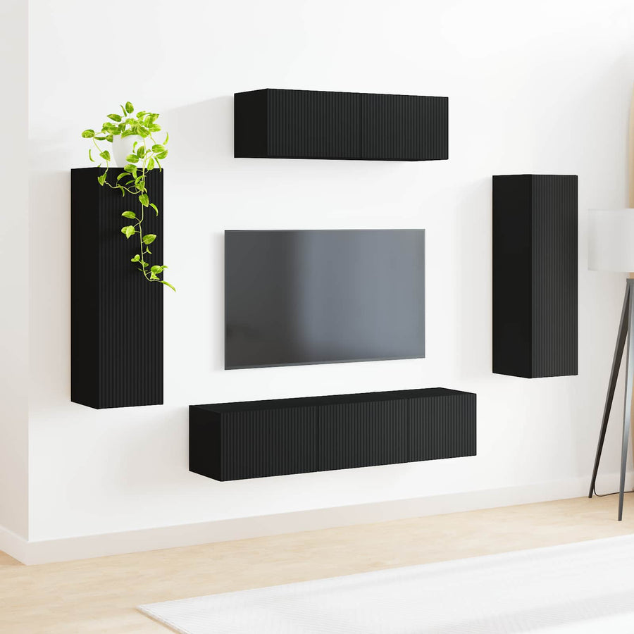 TV-kast 5 st Zwart