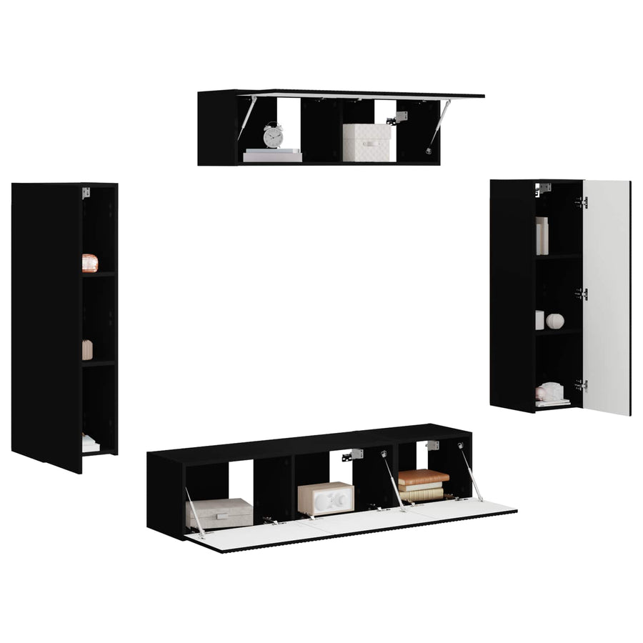 TV-kast 5 st Zwart