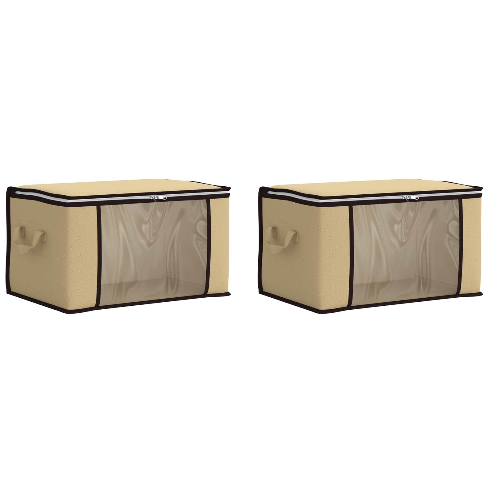 Opbergdoos met Transparante Zijraam 2 pcs Crèmekleurig