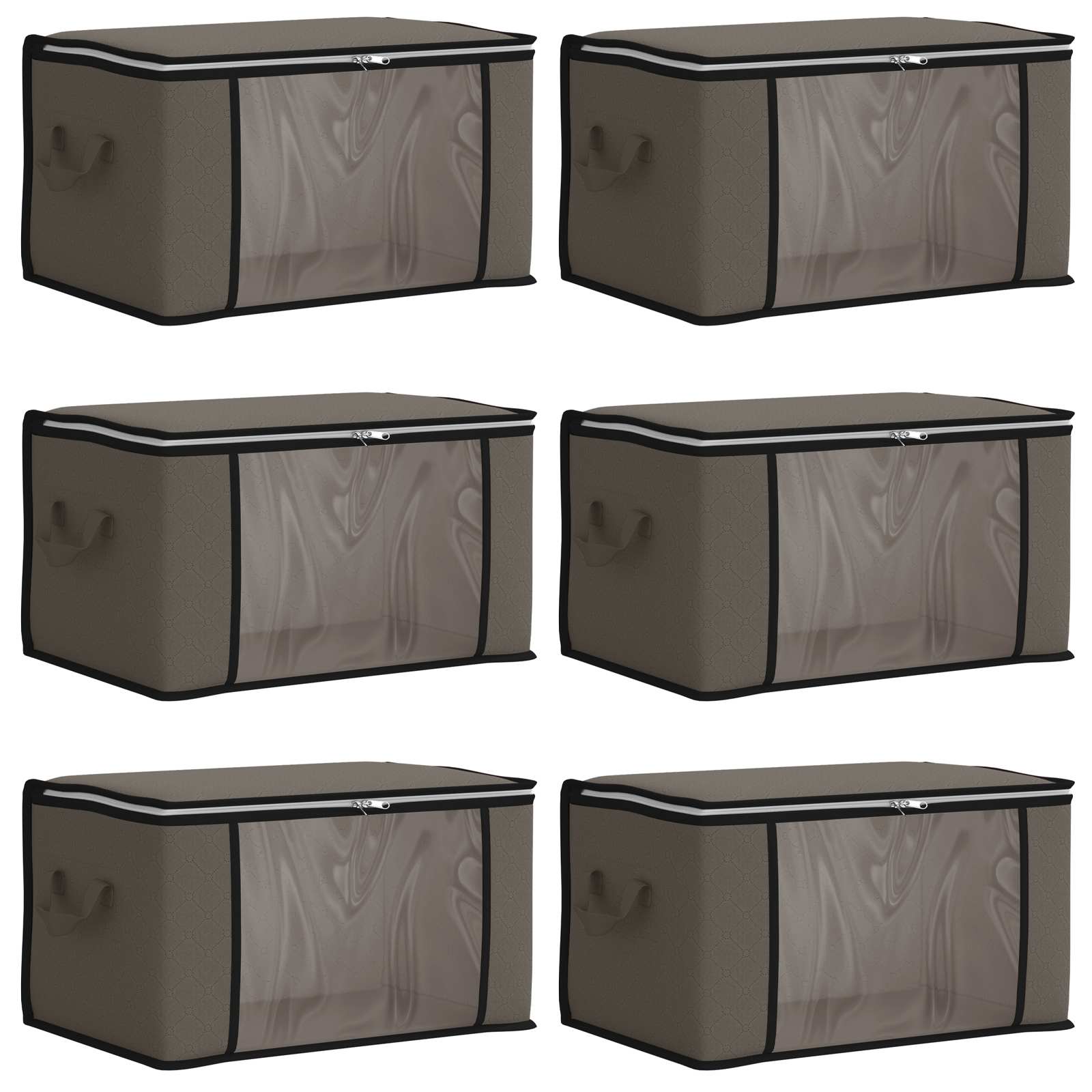 Opbergdoos met Transparante Zijraam 6 pcs Grijs 43 x 34 x 23 cm
