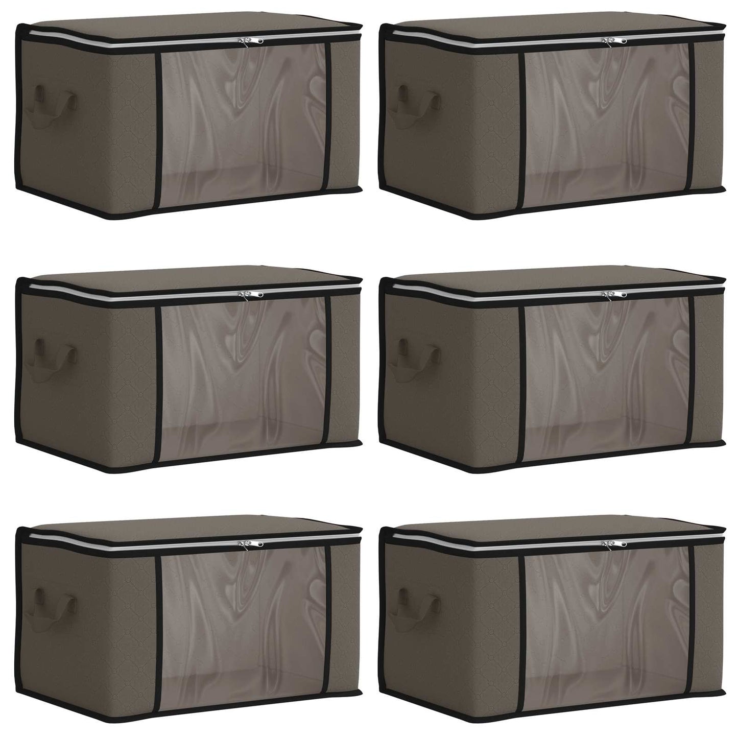 Opbergdoos met Transparante Zijraam 6 pcs Grijs 50 x 30 x 25 cm