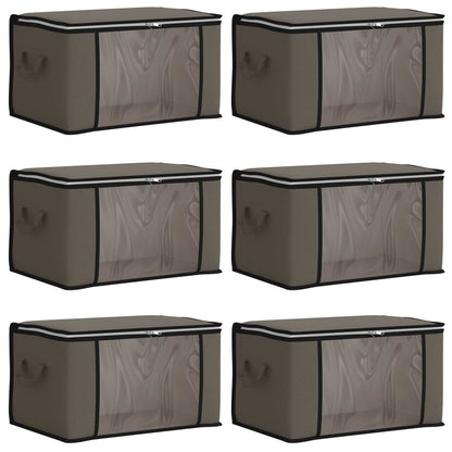 Opbergdoos met Transparante Zijraam 6 pcs Grijs 70 x 40 x 18 cm