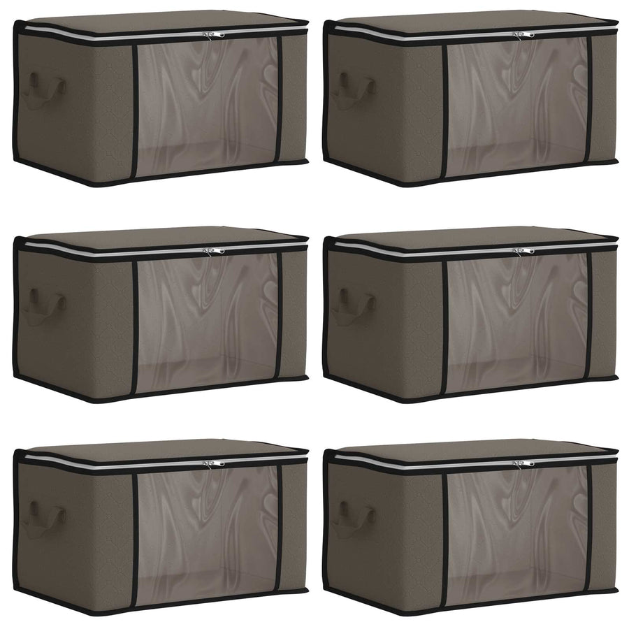 Opbergdoos met Transparante Zijraam 6 pcs Grijs 70 x 40 x 18 cm