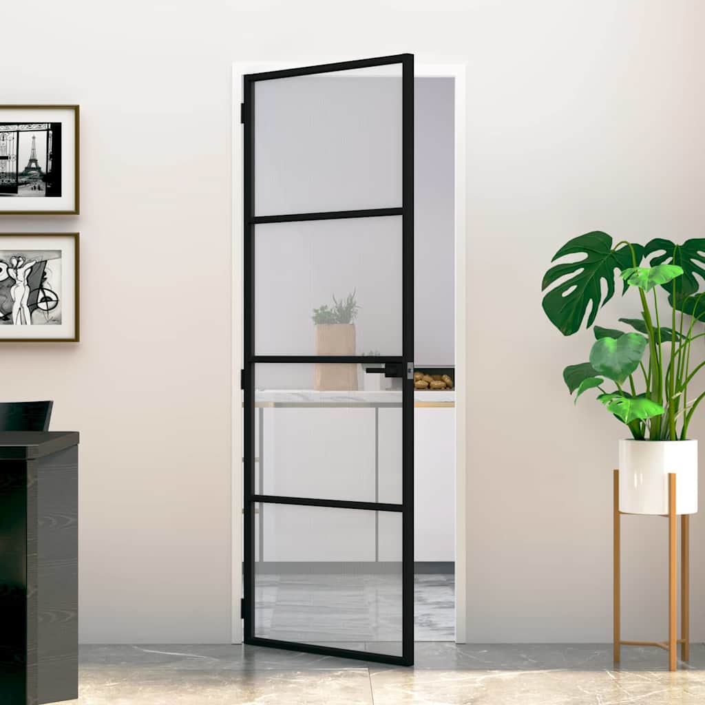 Aluminium 76 x 201,5 cm Zwart en gegolfd 3 horizontale stangen