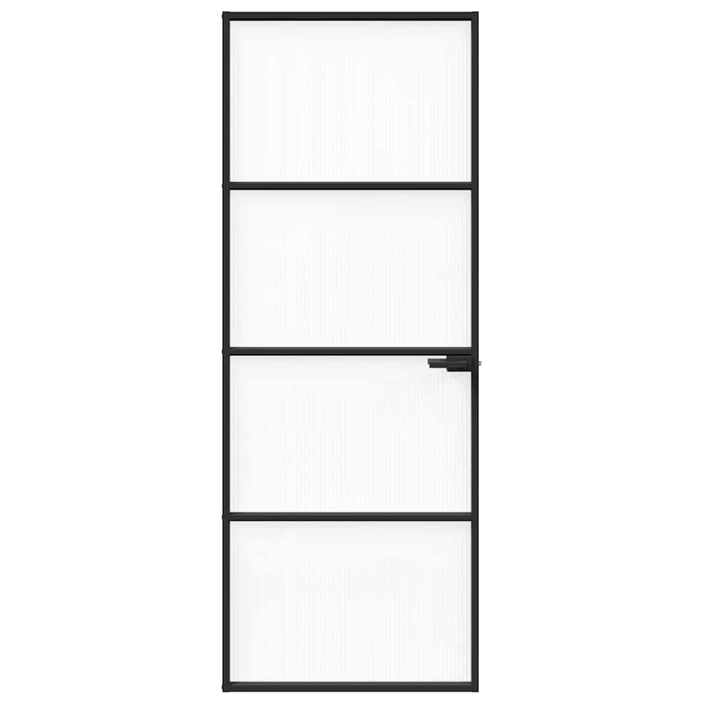 Aluminium 76 x 201,5 cm Zwart en gegolfd 3 horizontale stangen