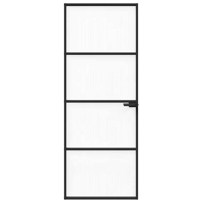 Aluminium 76 x 201,5 cm Zwart en gegolfd 3 horizontale stangen