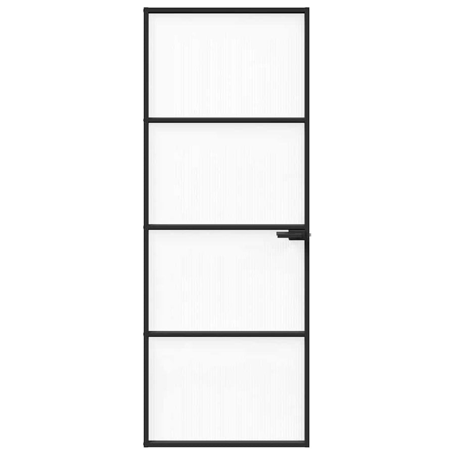 Aluminium 76 x 201,5 cm Zwart en gegolfd 3 horizontale stangen