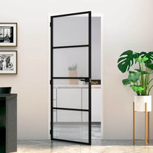 Aluminium 83 x 201,5 cm Zwart en gegolfd 3 horizontale stangen