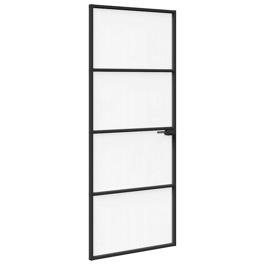 Aluminium 83 x 201,5 cm Zwart en gegolfd 3 horizontale stangen