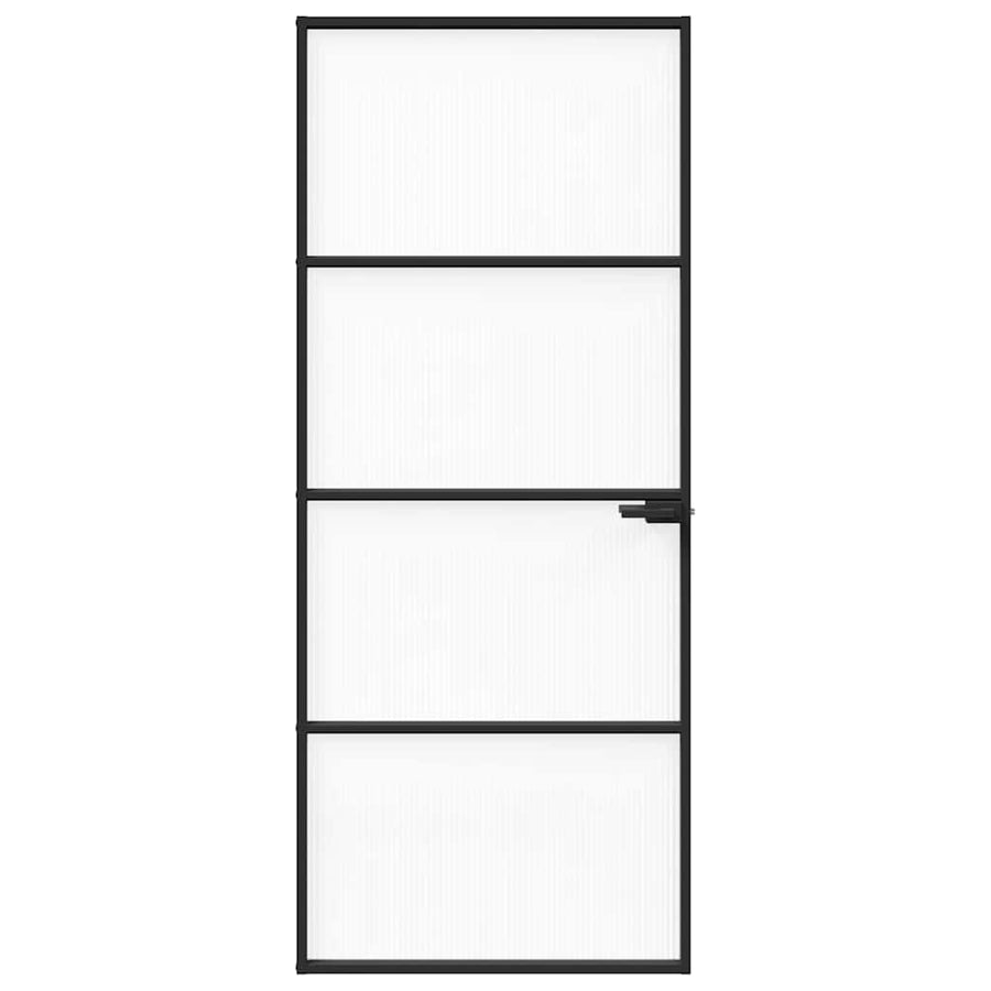 Aluminium 83 x 201,5 cm Zwart en gegolfd 3 horizontale stangen