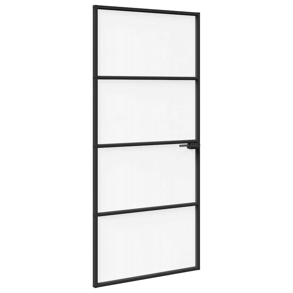 Aluminium 93 x 201,5 cm Zwart en gegolfd 3 horizontale stangen