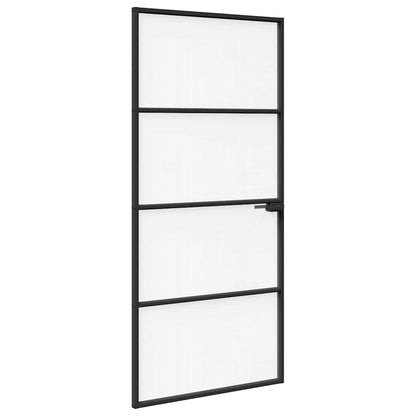 Aluminium 93 x 201,5 cm Zwart en gegolfd 3 horizontale stangen
