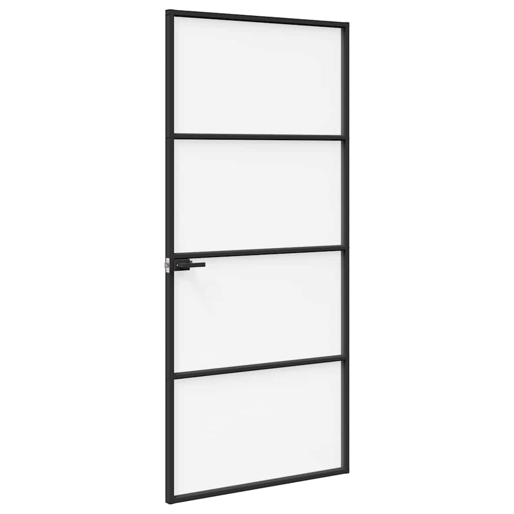 Aluminium 93 x 201,5 cm Zwart en gegolfd 3 horizontale stangen