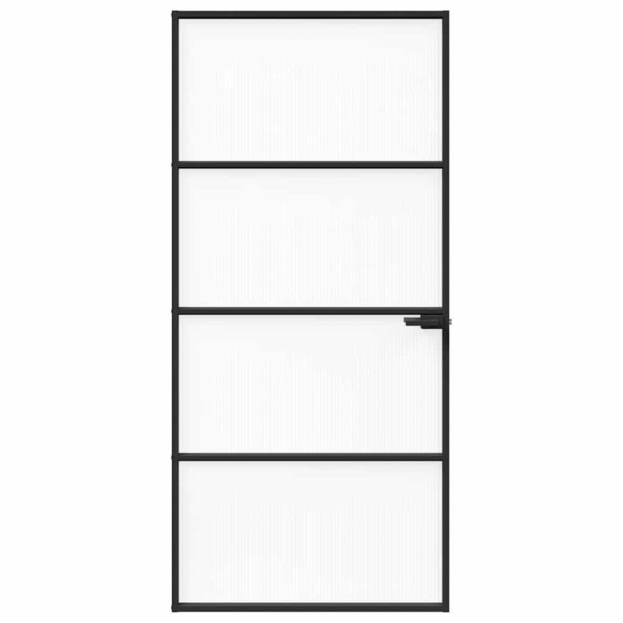Aluminium 93 x 201,5 cm Zwart en gegolfd 3 horizontale stangen
