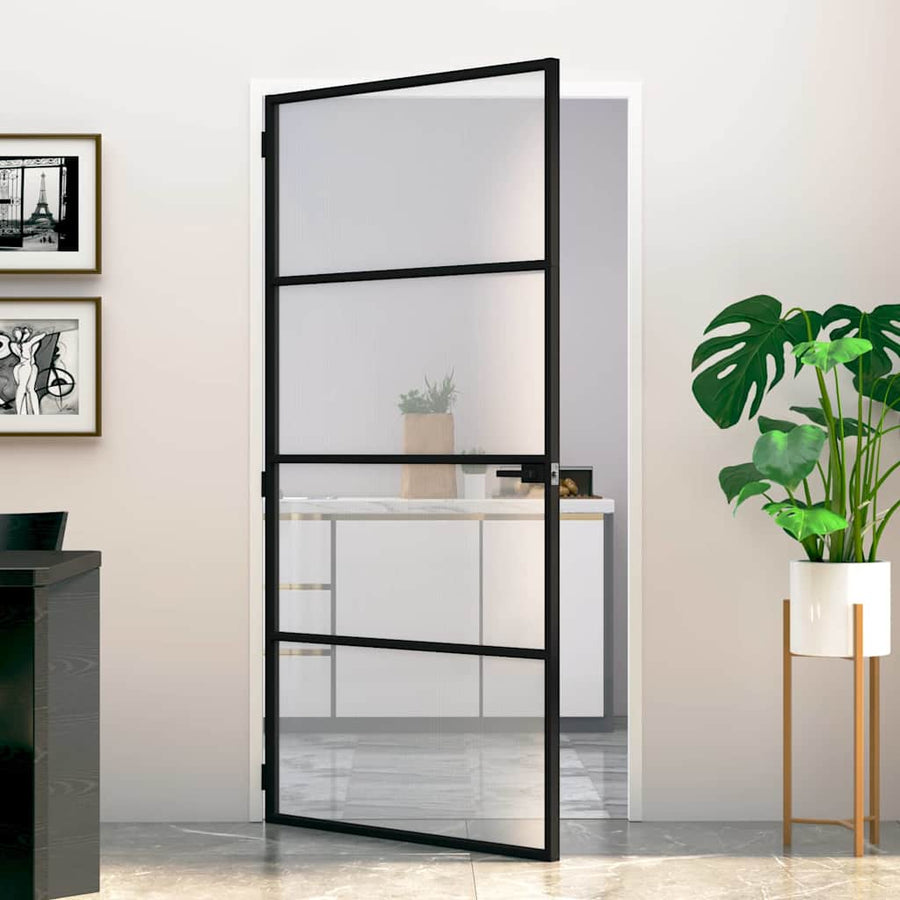 Aluminium 102,5 x 201,5 cm Zwart en gegolfd 3 horizontale stangen