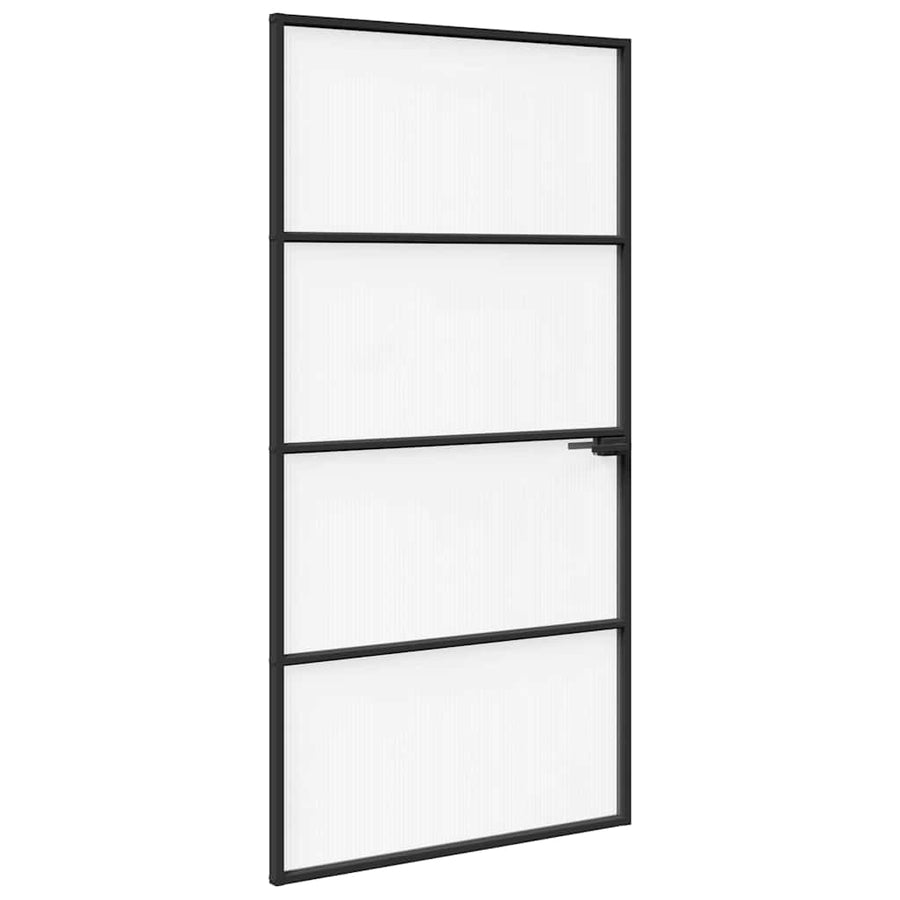 Aluminium 102,5 x 201,5 cm Zwart en gegolfd 3 horizontale stangen
