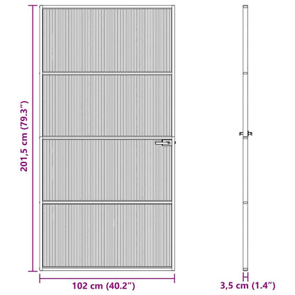 Aluminium 102,5 x 201,5 cm Zwart en gegolfd 3 horizontale stangen