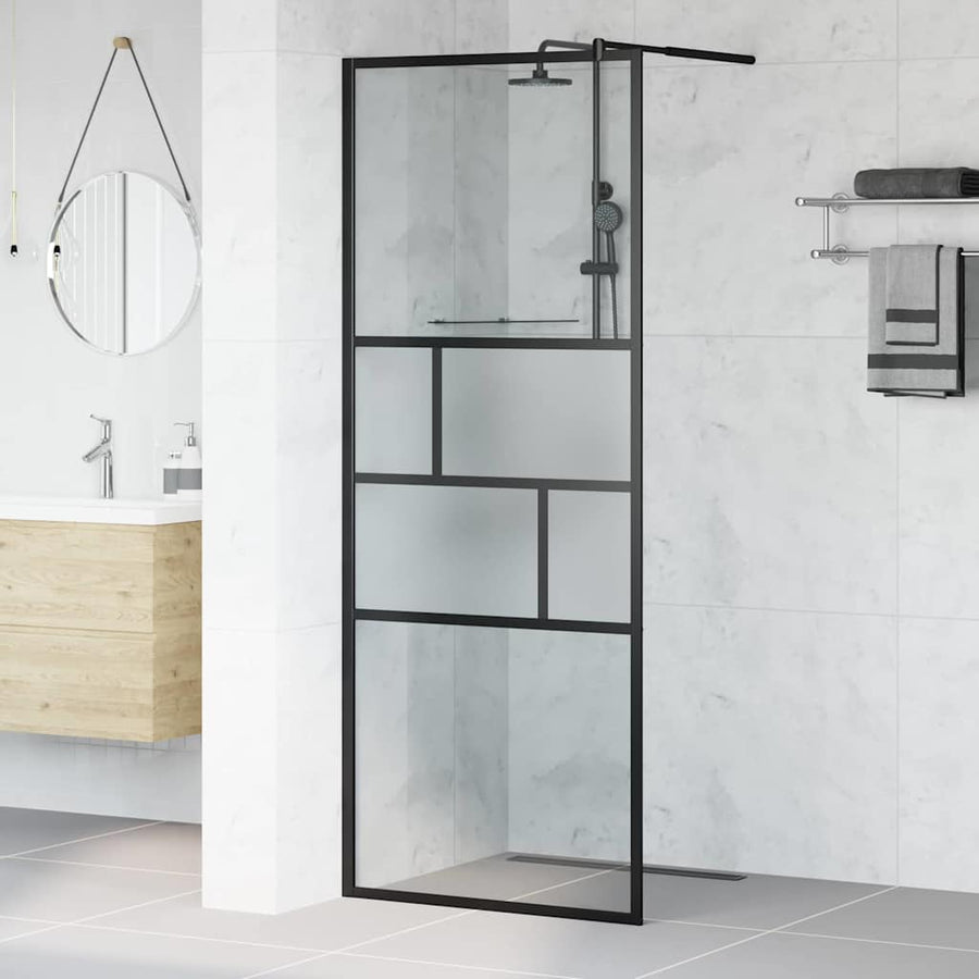 Inloop Douche Wand 80 X 195 X 0.5 Cm Glas En Aluminium 80 x 195 cm Zwart