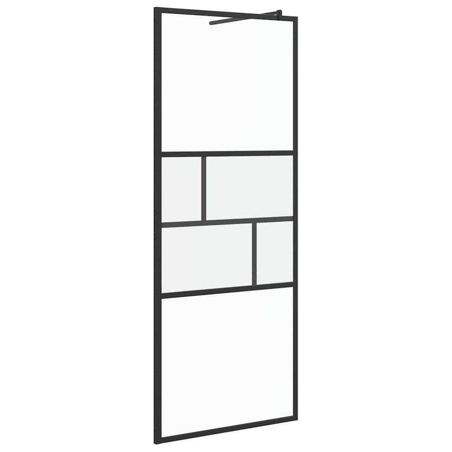 Inloop Douche Wand 80 X 195 X 0.5 Cm Glas En Aluminium 80 x 195 cm Zwart