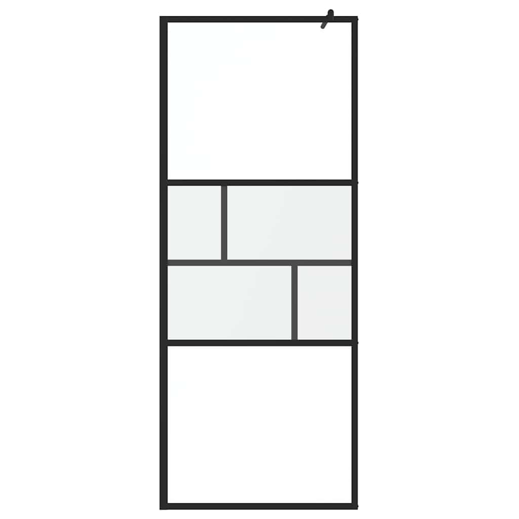 Inloop Douche Wand 80 X 195 X 0.5 Cm Glas En Aluminium 80 x 195 cm Zwart