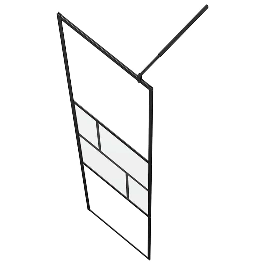 Inloop Douche Wand 80 X 195 X 0.5 Cm Glas En Aluminium 80 x 195 cm Zwart