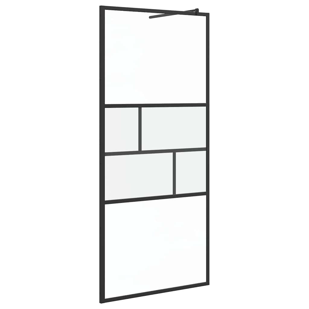 Inloop Douche Wand 80 X 195 X 0.5 Cm Glas En Aluminium 90 x 195 cm Zwart