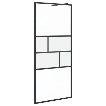 Inloop Douche Wand 80 X 195 X 0.5 Cm Glas En Aluminium 90 x 195 cm Zwart